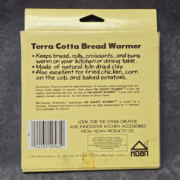 Vintage Hoan Terra Cotta Bread Warmer - Natural Kiln Dried Clay Bakery Warmer - Picture 2 of 5